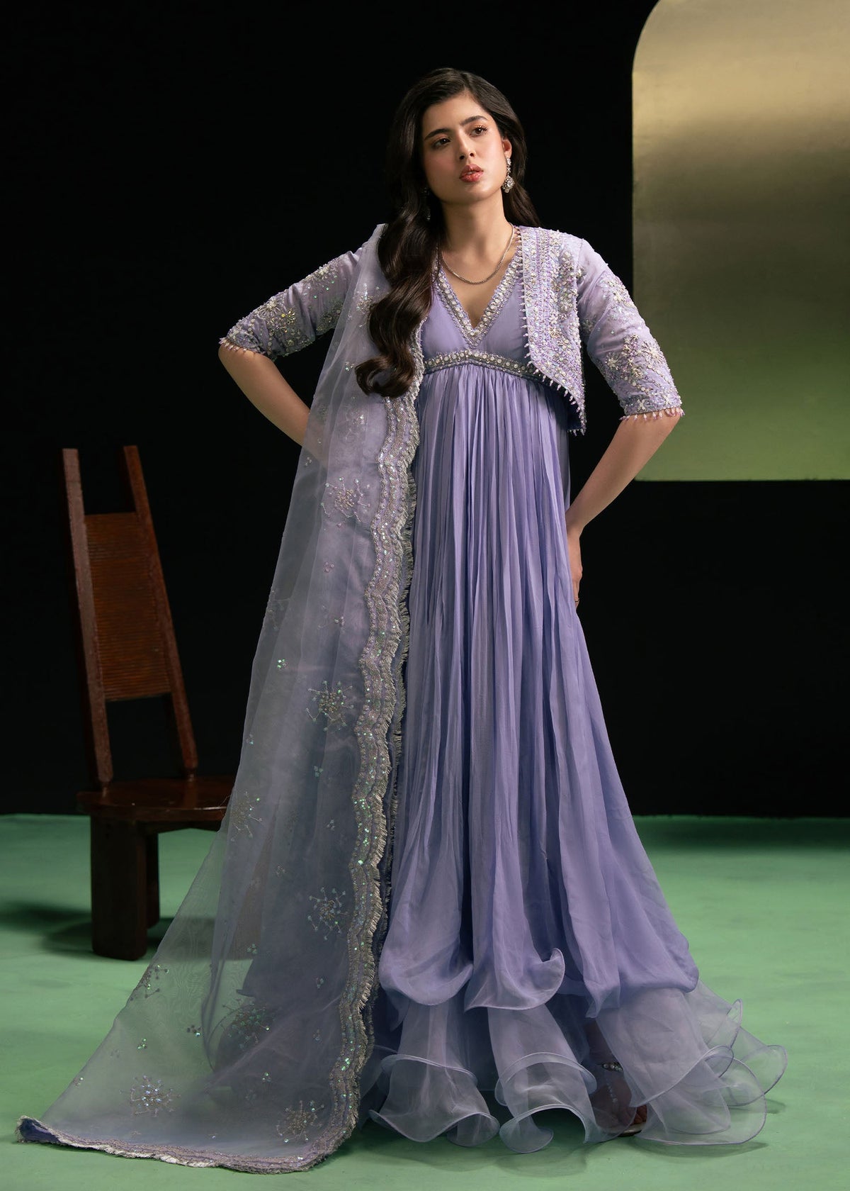 Embrace lilac mist layered pishwas, reference outfit photograph 5 — Made by Mairaz reproduction