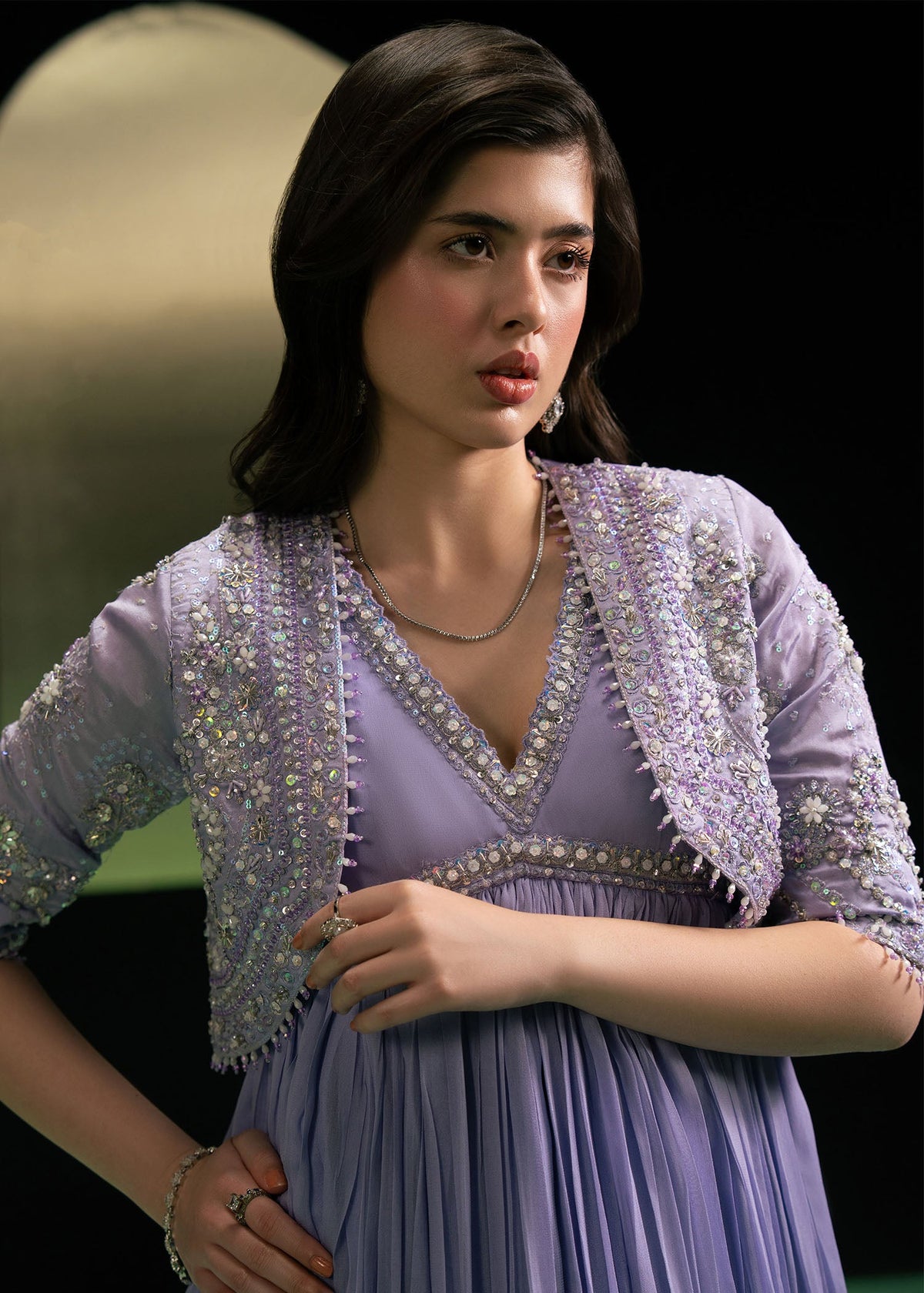 Embrace lilac mist layered pishwas, reference outfit photograph 6 — Made by Mairaz reproduction