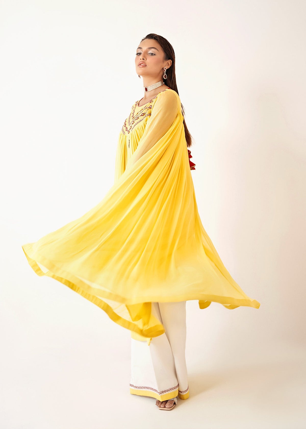 Flora yellow kaftan, reference outfit photograph 6 — Made by Mairaz reproduction