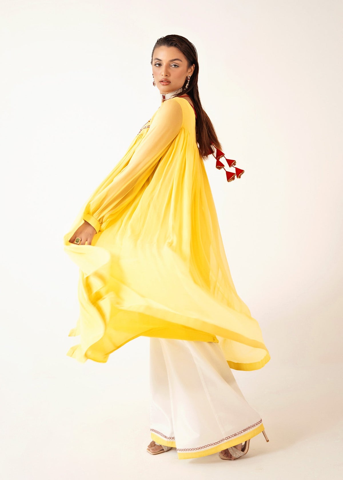 Flora yellow kaftan, reference outfit photograph 7 — Made by Mairaz reproduction