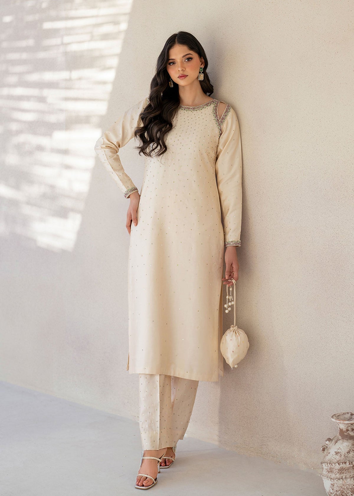 Guzel off white shirt suit, reference outfit photograph 8 — Made by Mairaz reproduction
