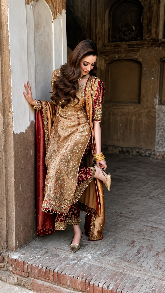 Haris Shakeel – Red Patti Dupatta Style — source-design reference, additional view 2