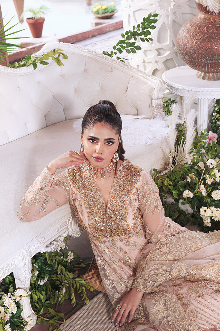I-265 Meherbano peach maxi, reference outfit photograph 7 — Made by Mairaz reproduction
