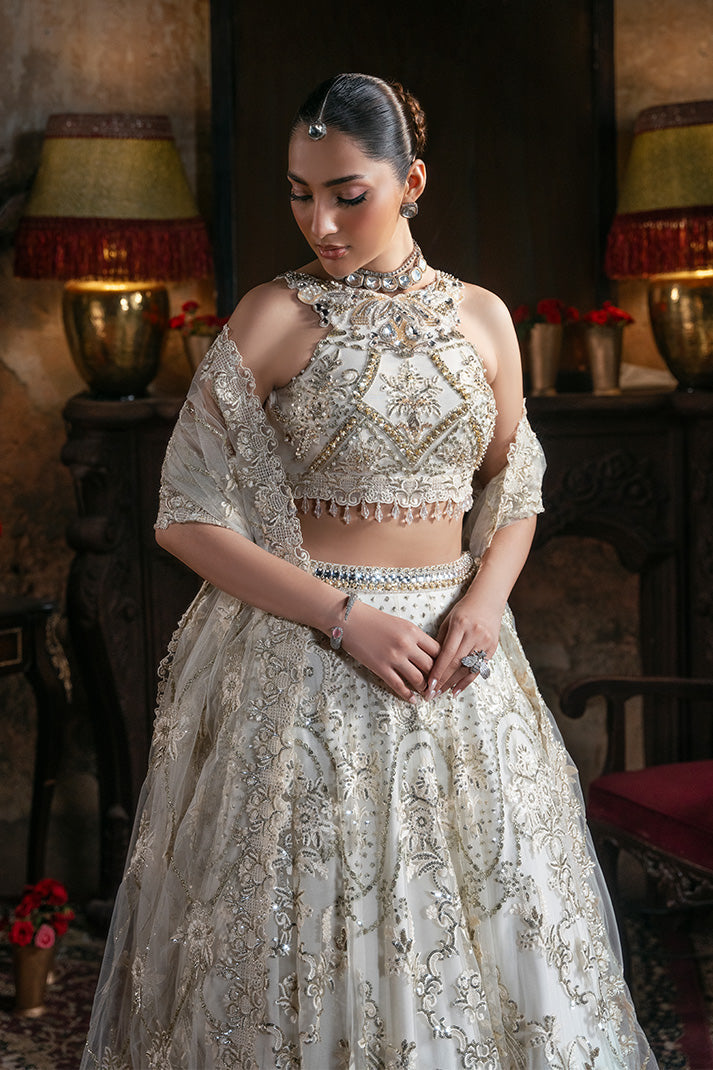 IB-57 Jahanara pearl white maxi / lehenga choli, reference outfit photograph 4 — Made by Mairaz reproduction
