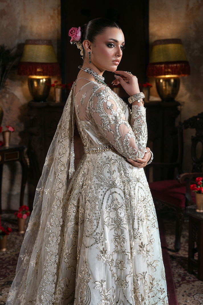 IB-57 Jahanara pearl white maxi / lehenga choli, reference outfit photograph 5 — Made by Mairaz reproduction