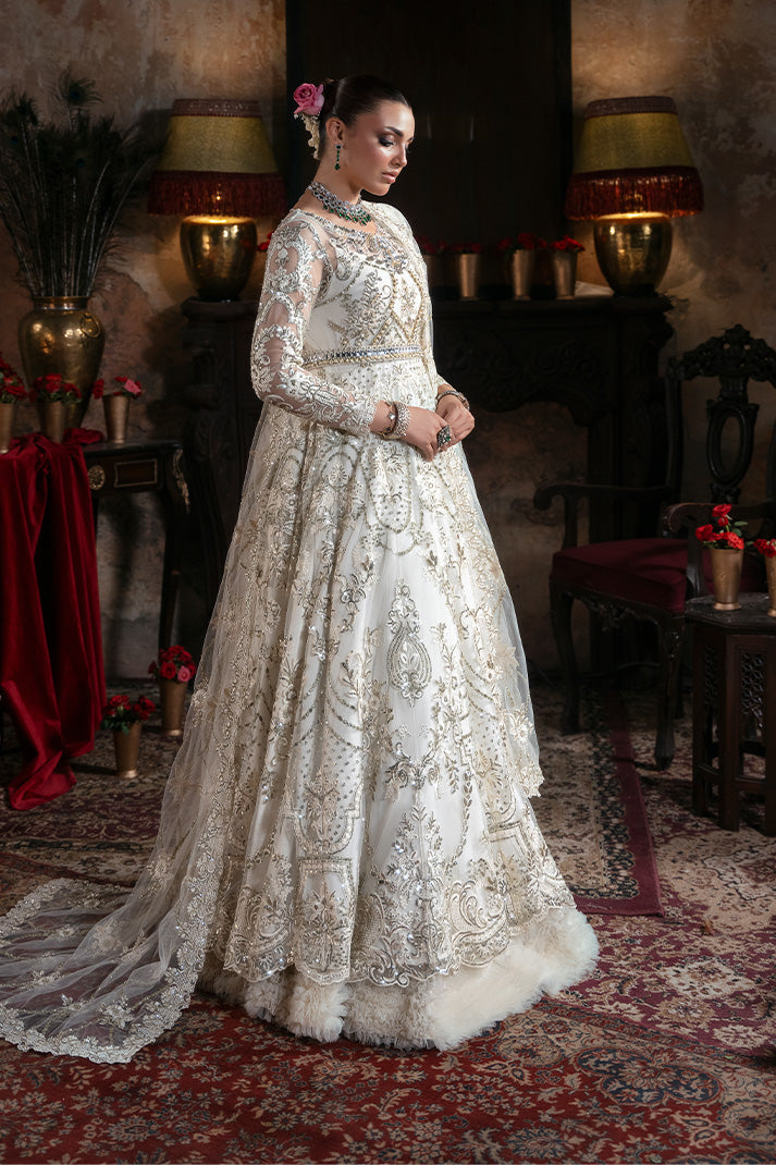 IB-57 Jahanara pearl white maxi / lehenga choli, reference outfit photograph 6 — Made by Mairaz reproduction