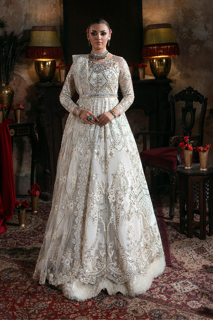 IB-57 Jahanara pearl white maxi / lehenga choli, reference outfit photograph 9 — Made by Mairaz reproduction