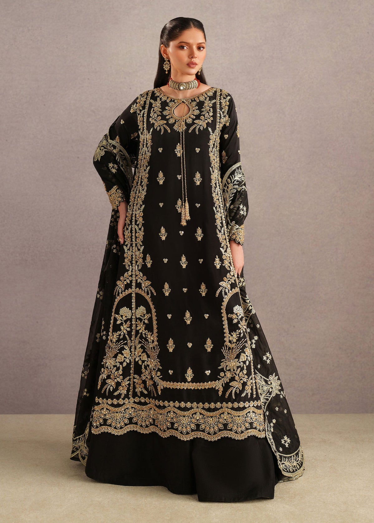 Leia black sharara suit, reference outfit photograph 8 — Made by Mairaz reproduction