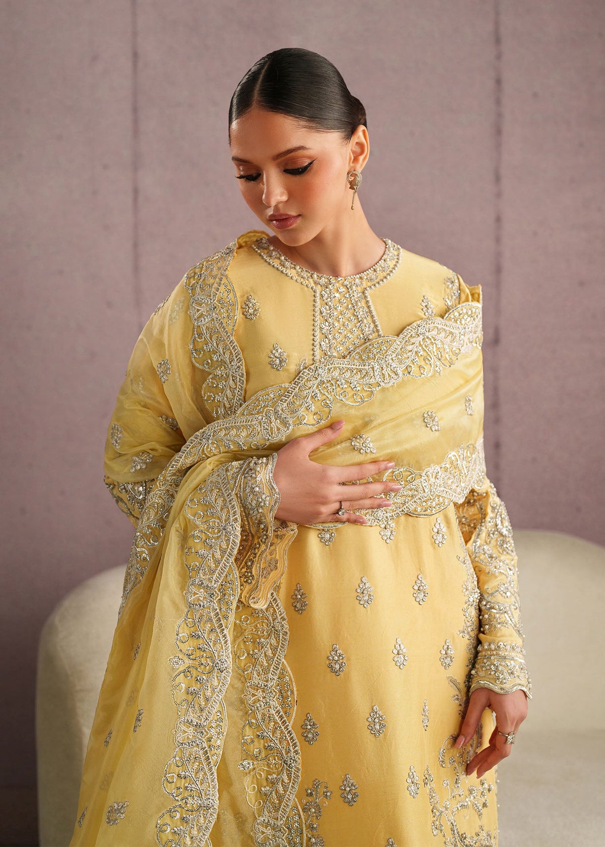 Leora butter yellow shirt suit, reference outfit photograph 2 — Made by Mairaz reproduction