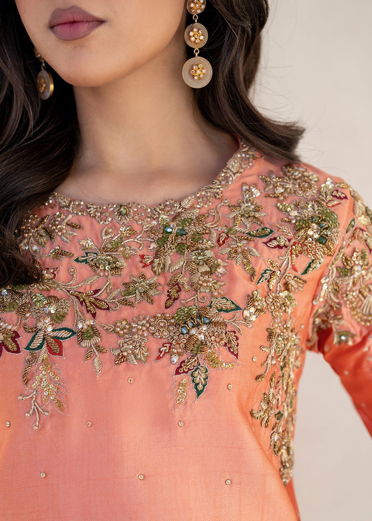 Lera light peech blouse and skirt, reference outfit photograph 2 — Made by Mairaz reproduction
