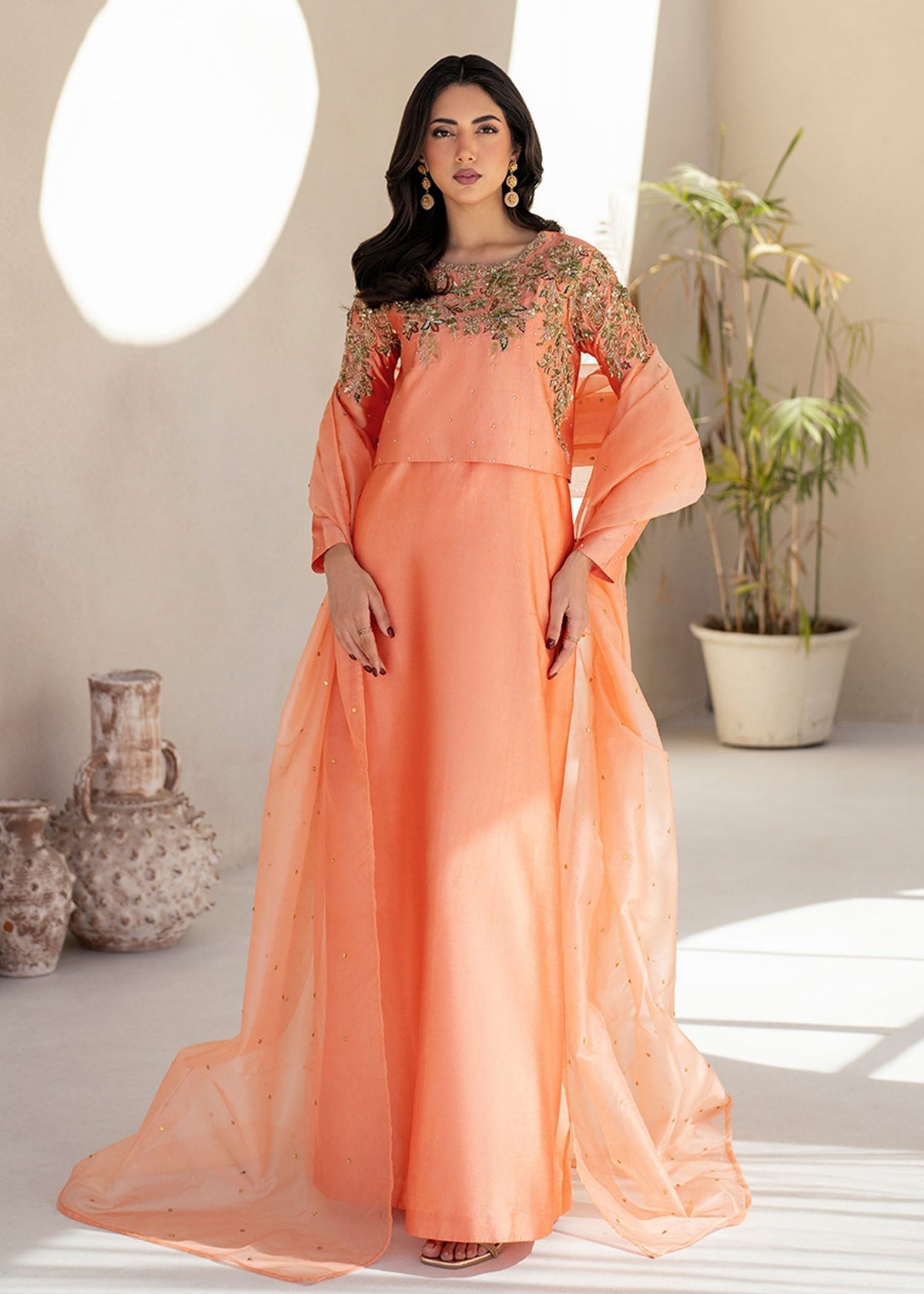 Lera light peech blouse and skirt, reference outfit photograph 7 — Made by Mairaz reproduction