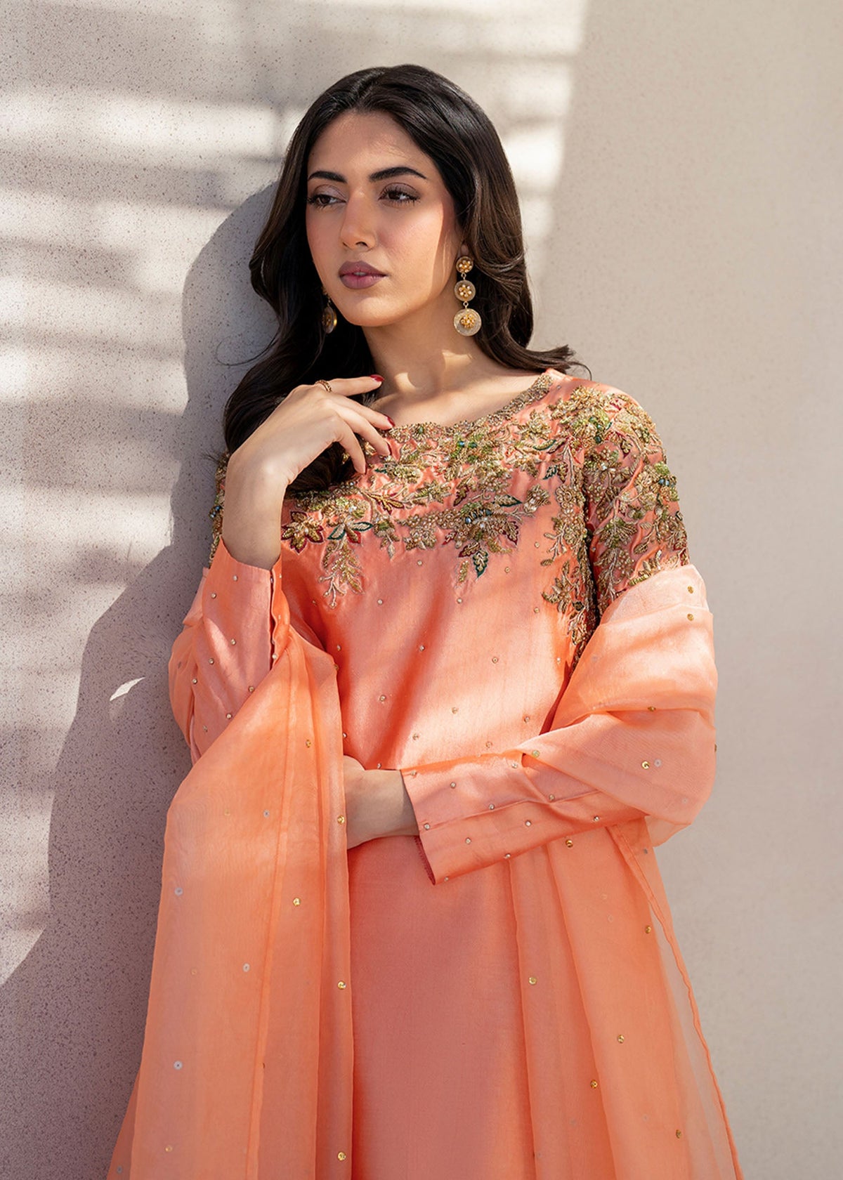 Lera light peech blouse and skirt, reference outfit photograph 8 — Made by Mairaz reproduction