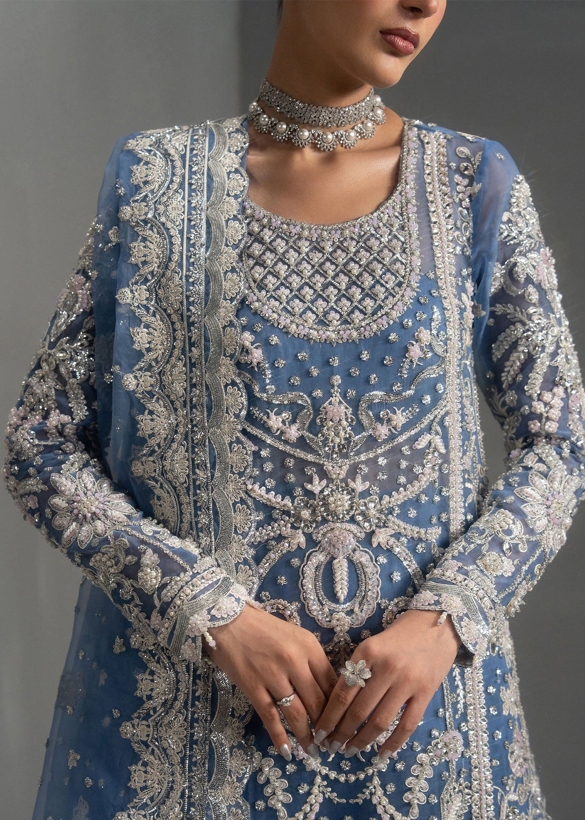 Libre dusty blue long shirt suit, reference outfit photograph 2 — Made by Mairaz reproduction