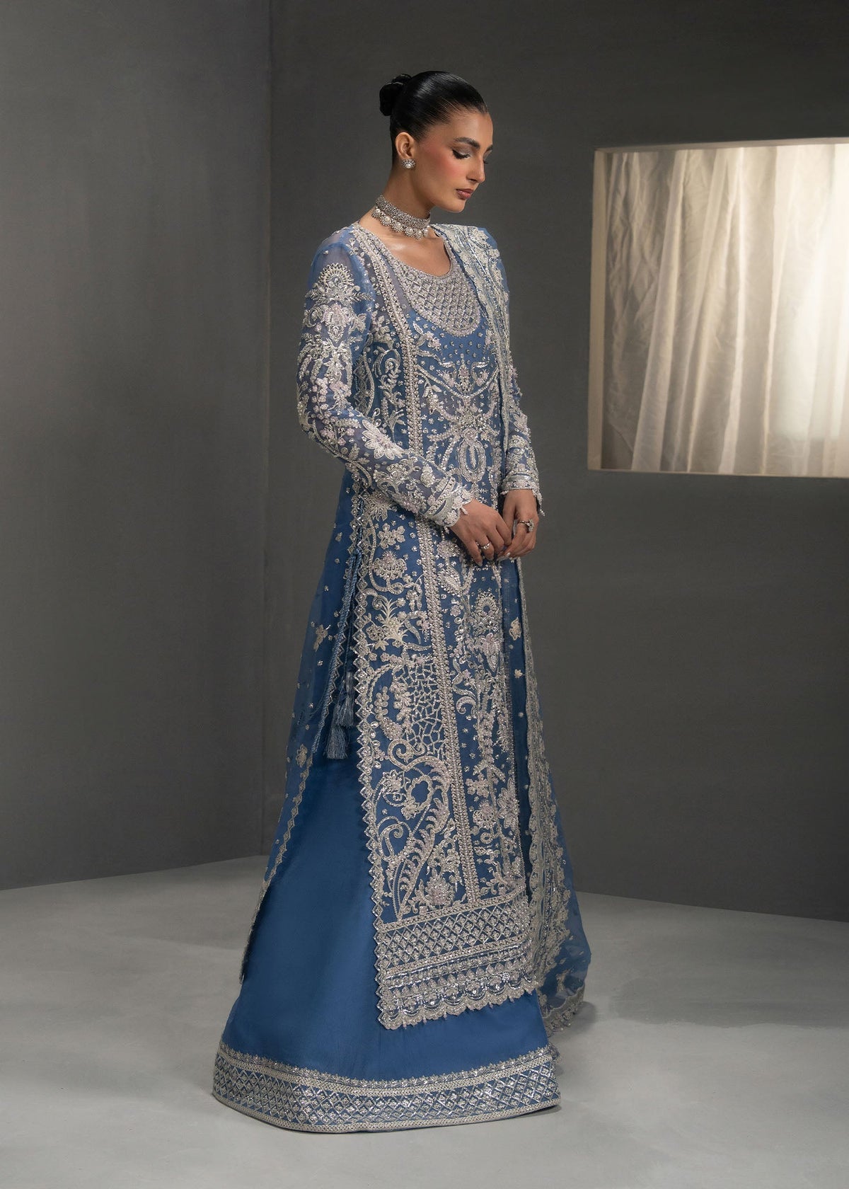Libre dusty blue long shirt suit, reference outfit photograph 3 — Made by Mairaz reproduction