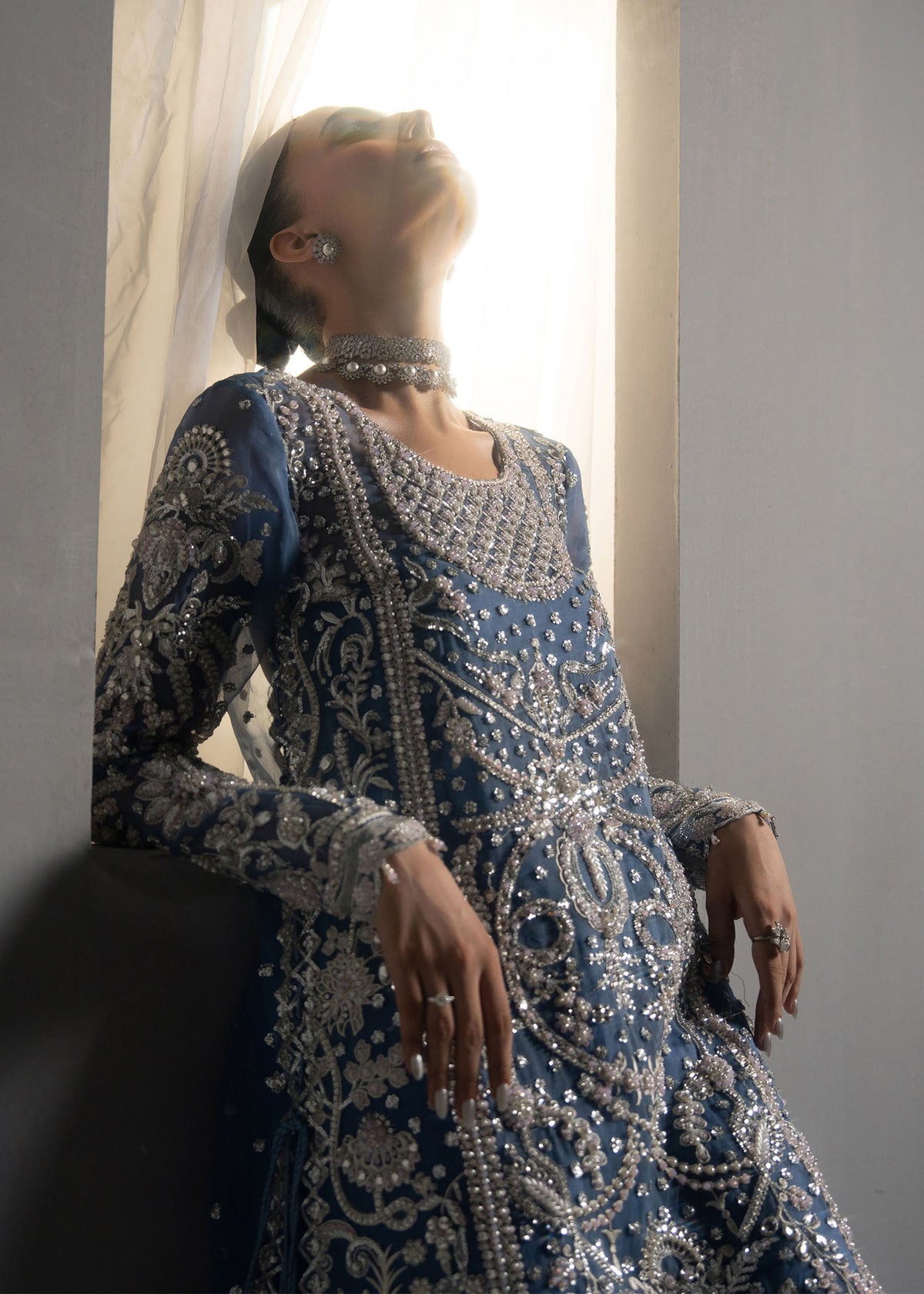 Libre dusty blue long shirt suit, reference outfit photograph 9 — Made by Mairaz reproduction