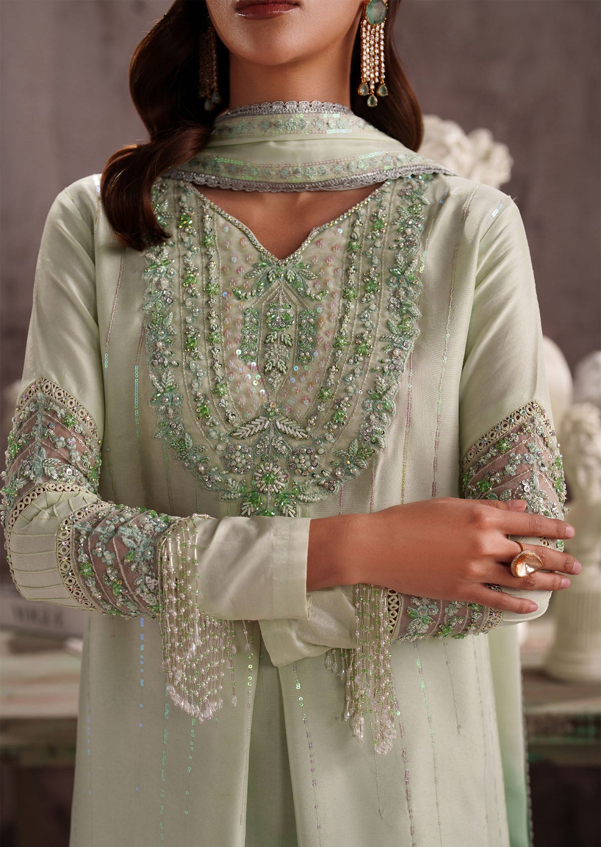 Lirien mint green ombre shirt suit, reference outfit photograph 7 — Made by Mairaz reproduction
