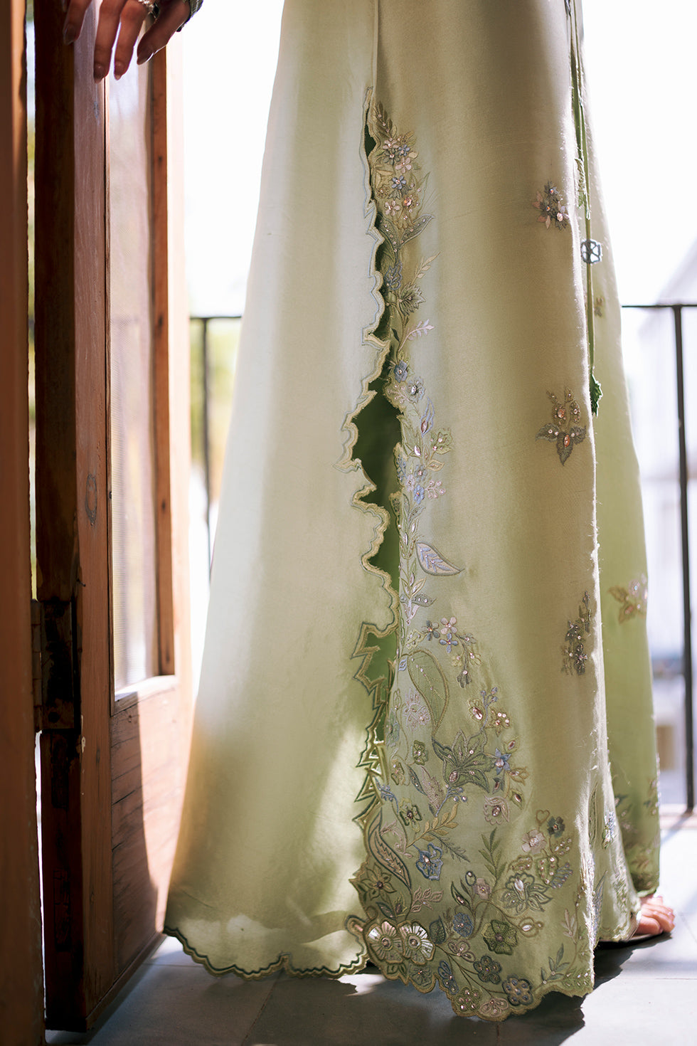 Zona Shaham May mint green outfit — cutwork hem detail, design reference