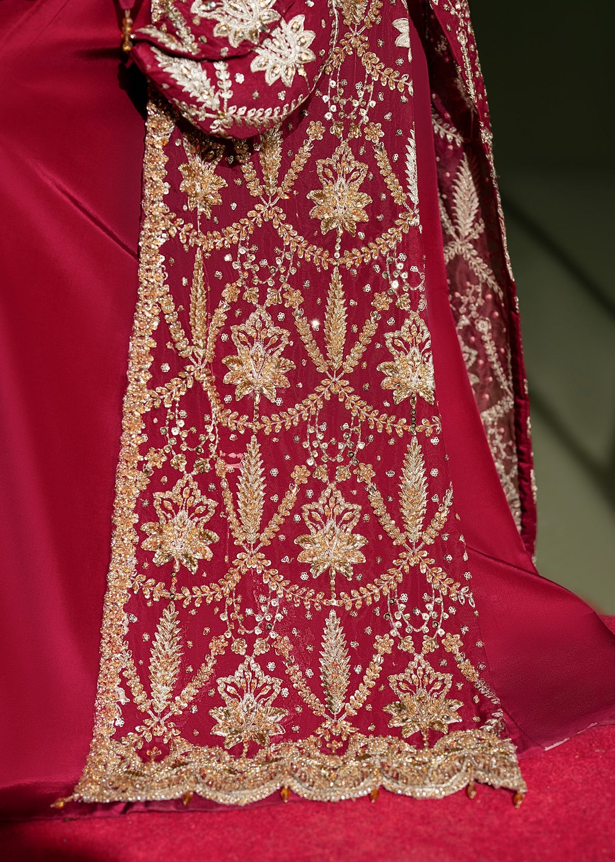 Luxe ruby red shirt suit, reference outfit photograph 12 — Made by Mairaz reproduction