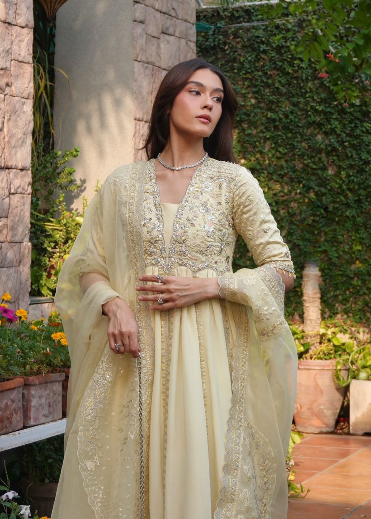 Maelys butter yellow open gown, reference outfit photograph 12 — Made by Mairaz reproduction