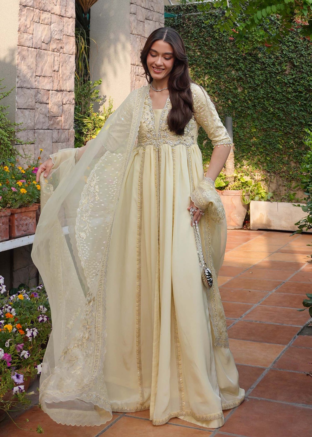 Maelys butter yellow open gown, reference outfit photograph 16 — Made by Mairaz reproduction