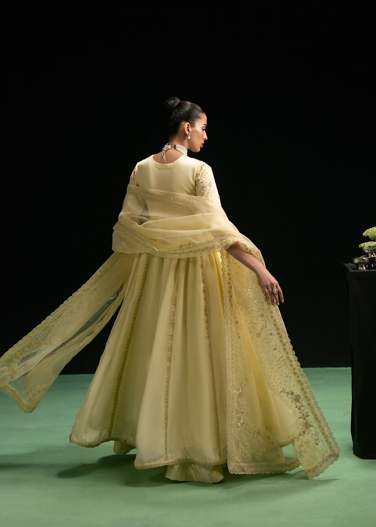Maelys butter yellow open gown, reference outfit photograph 8 — Made by Mairaz reproduction