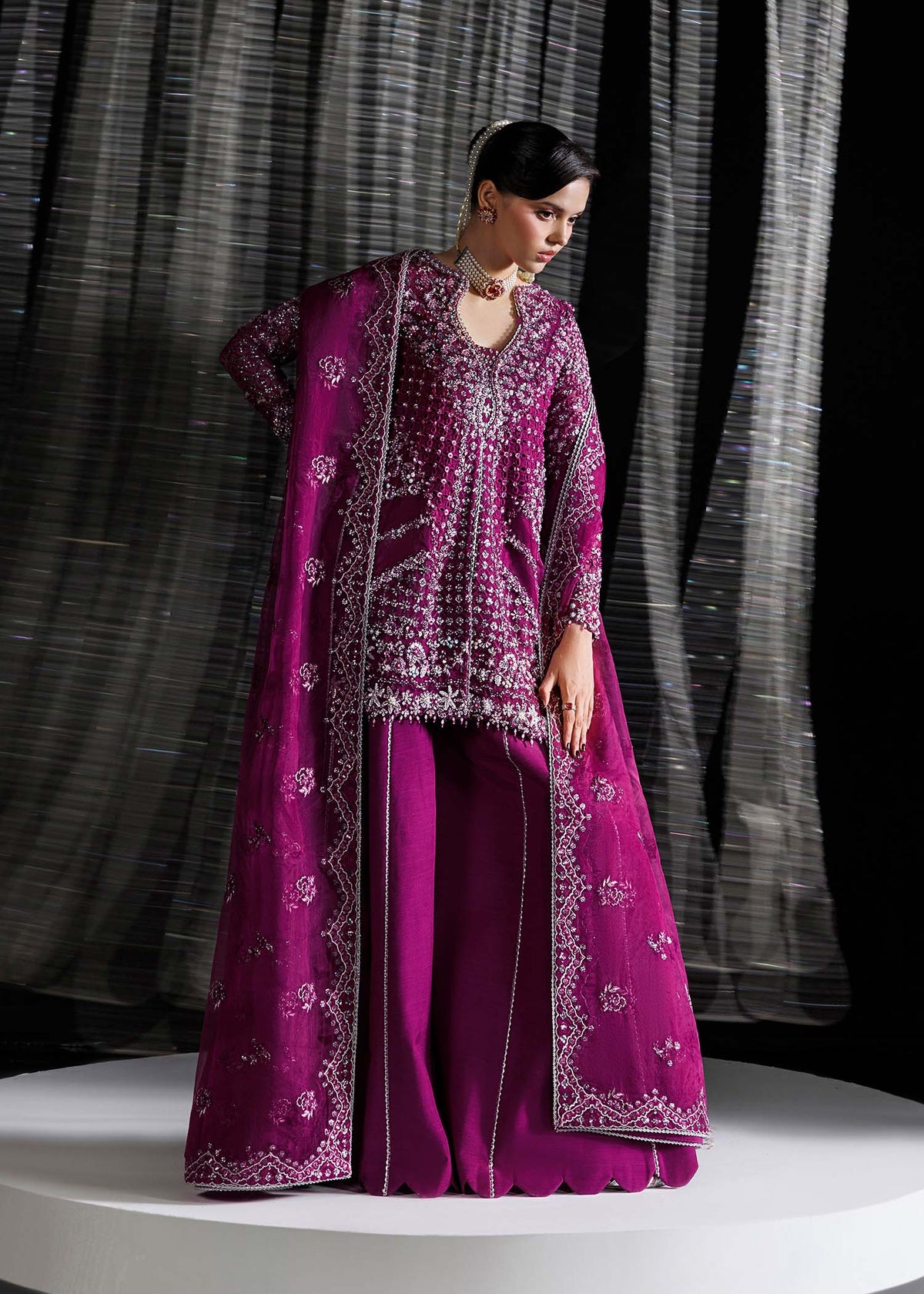 Marylin purple shirt suit, reference outfit photograph 5 — Made by Mairaz reproduction