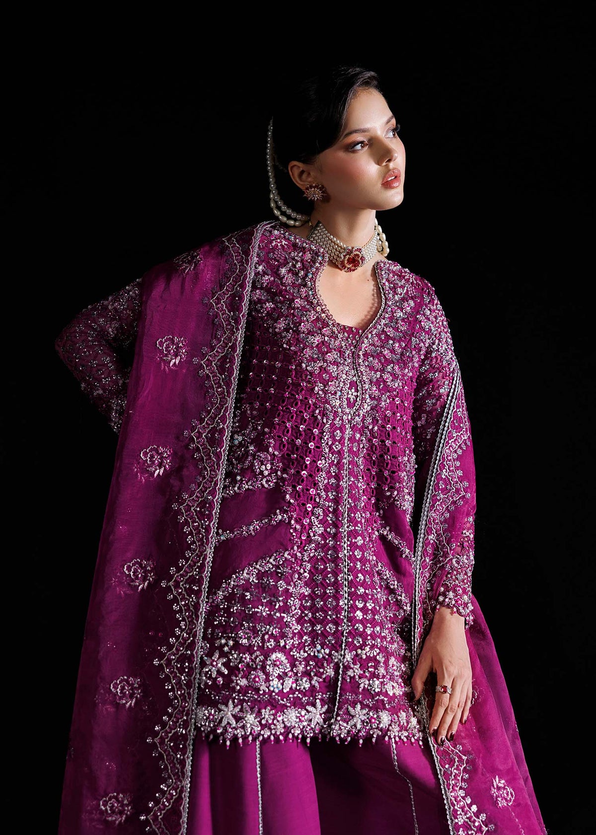 Marylin purple shirt suit, reference outfit photograph 6 — Made by Mairaz reproduction