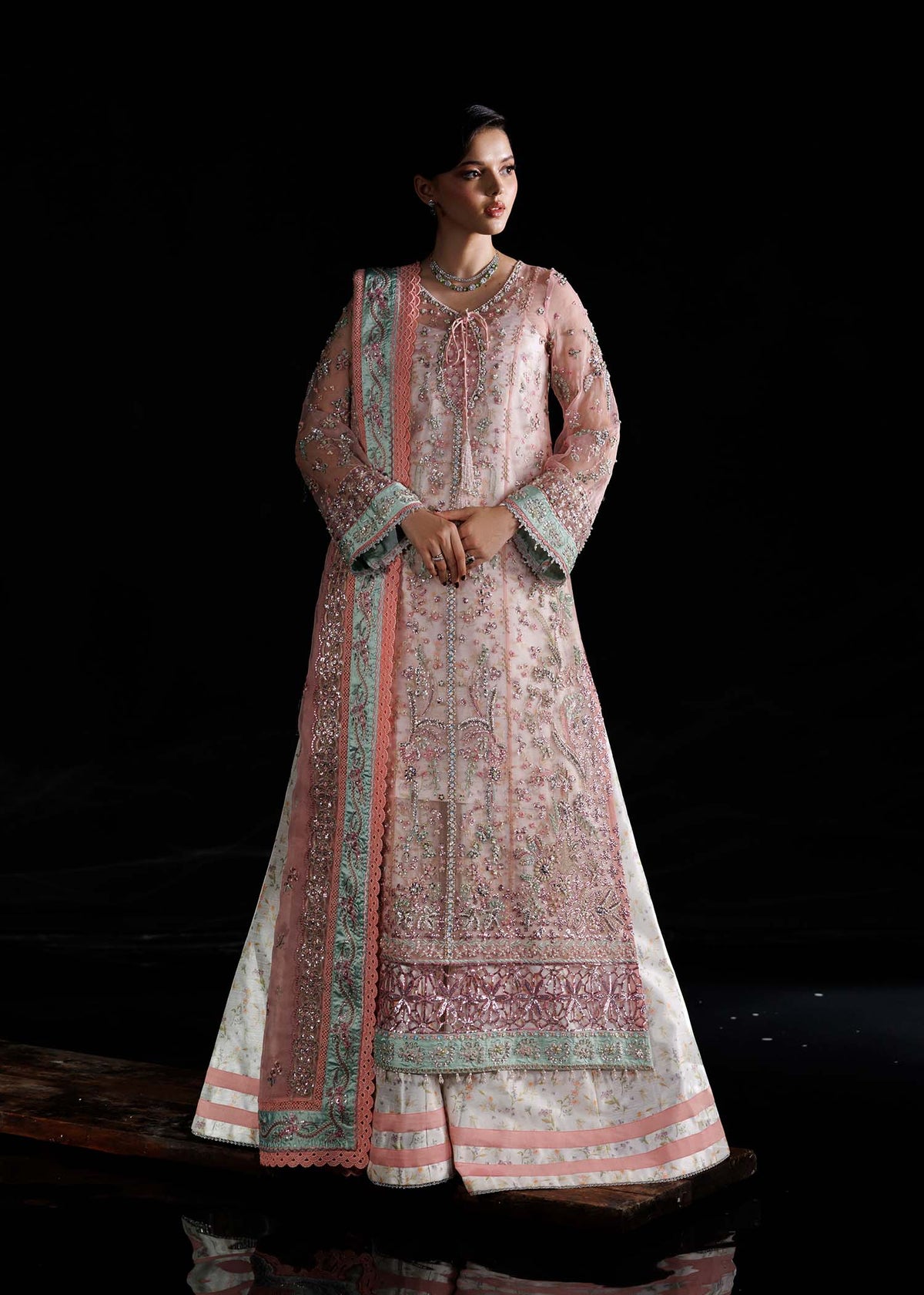 Mehmal pink long shirt suit, reference outfit photograph 1 — Made by Mairaz reproduction