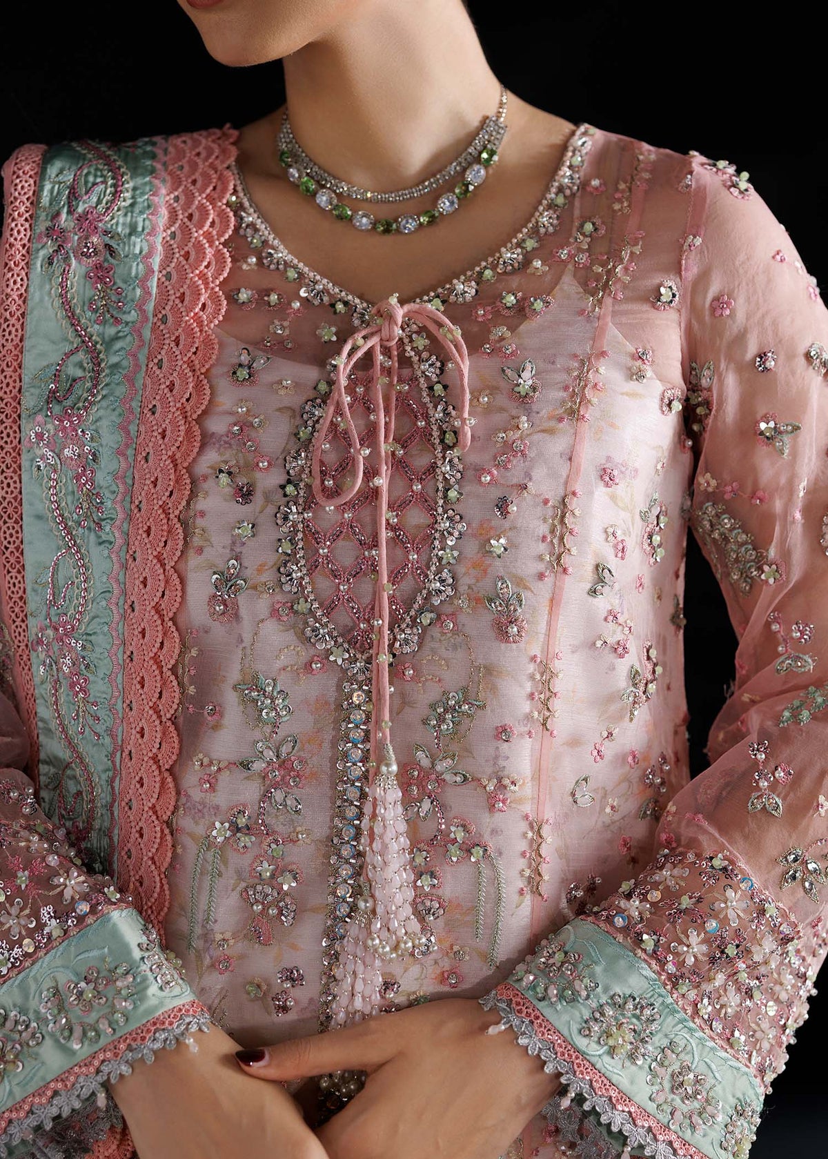 Mehmal pink long shirt suit, reference outfit photograph 2 — Made by Mairaz reproduction