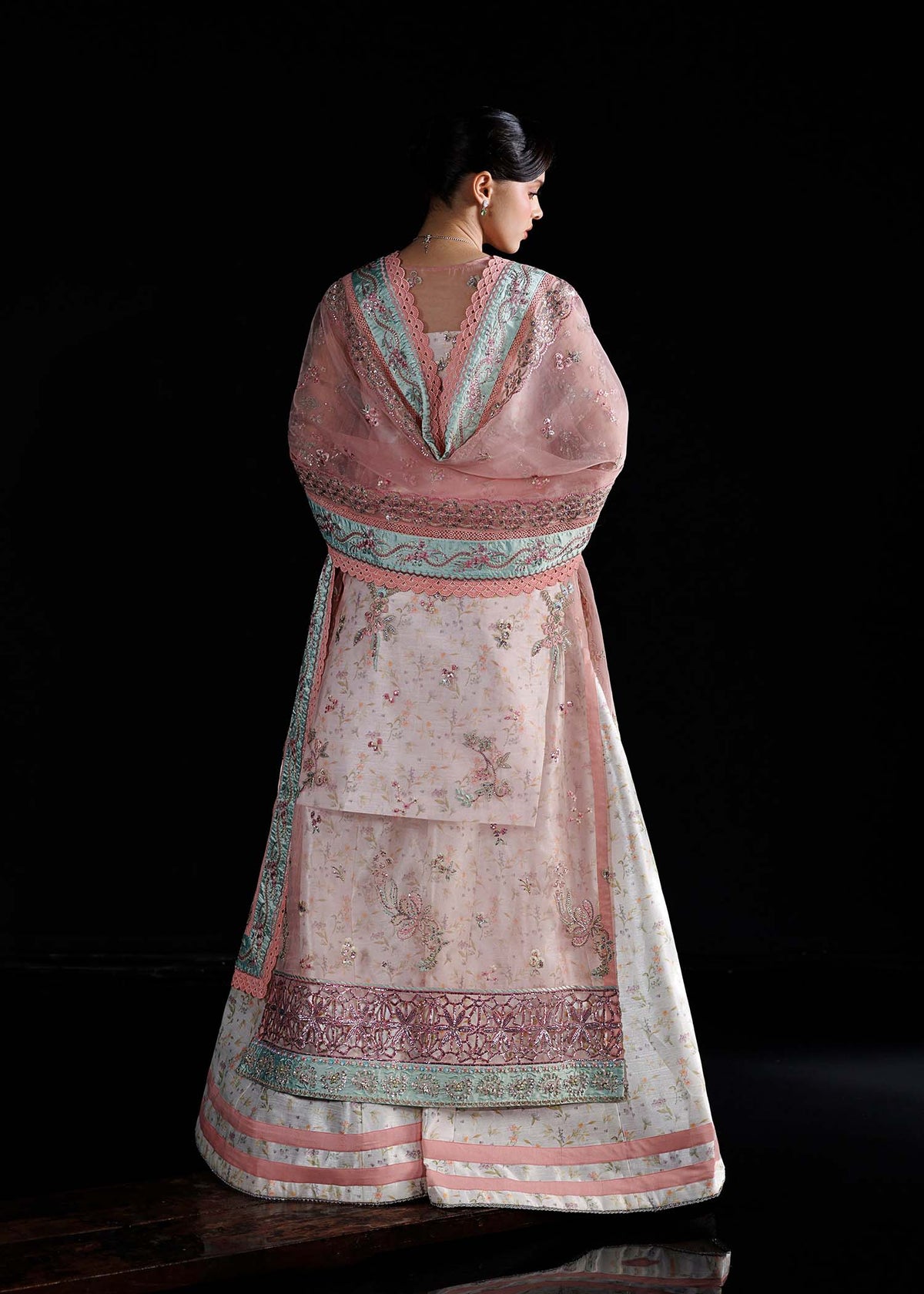 Mehmal pink long shirt suit, reference outfit photograph 3 — Made by Mairaz reproduction