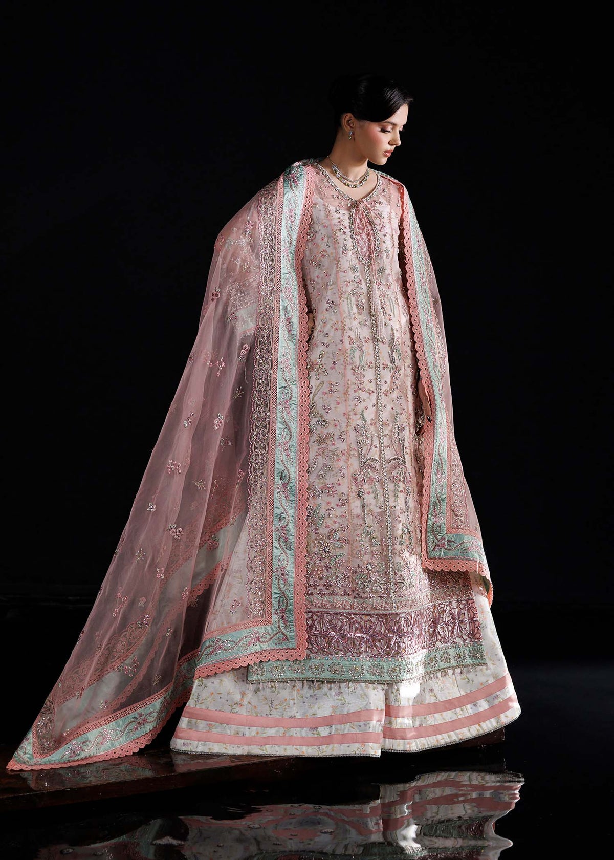 Mehmal pink long shirt suit, reference outfit photograph 5 — Made by Mairaz reproduction
