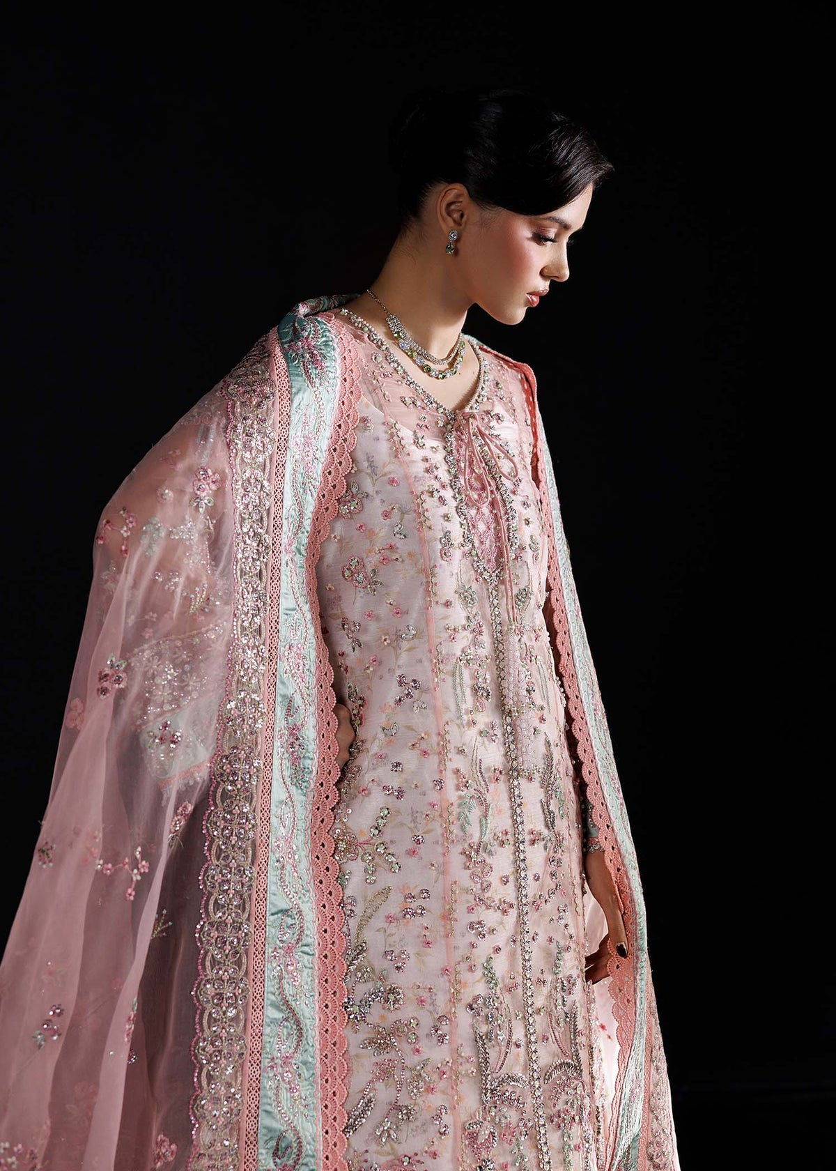 Mehmal pink long shirt suit, reference outfit photograph 6 — Made by Mairaz reproduction