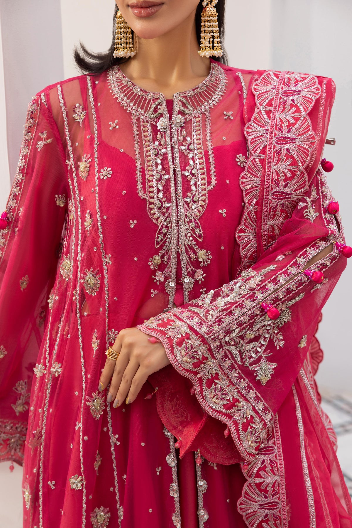 Mehrisa, made by MAIRAZ — neckline and dupatta detail, design reference