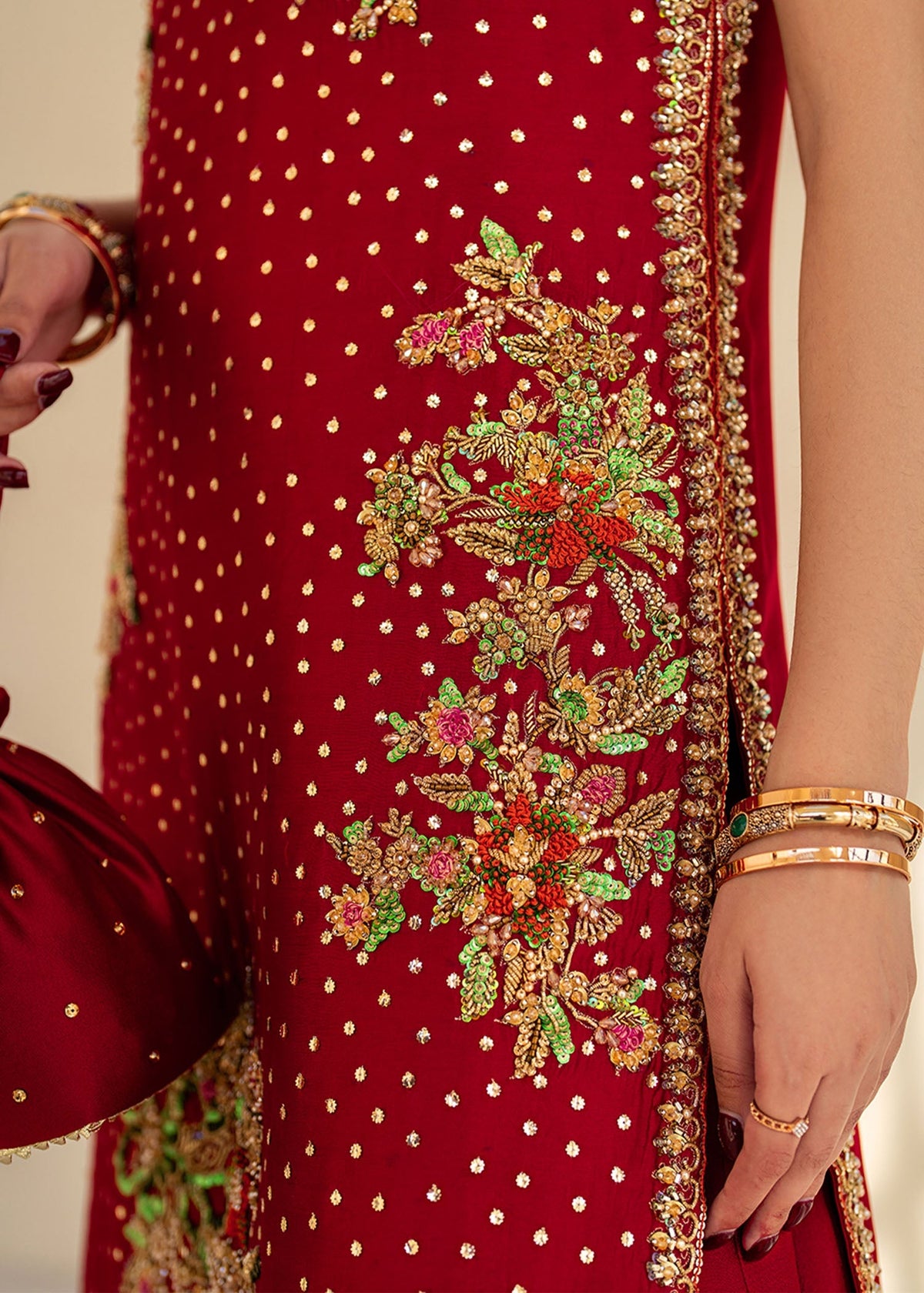 Naira red sharara suit, reference outfit photograph 3 — Made by Mairaz reproduction