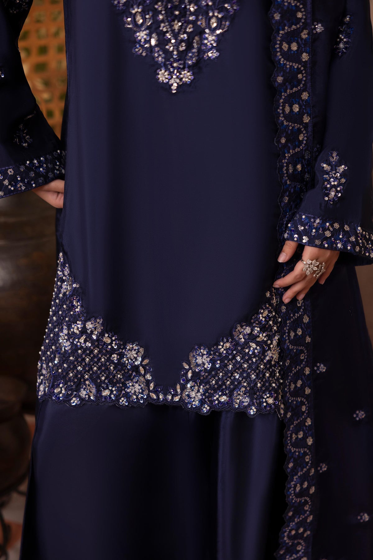 Navayelle, made by MAIRAZ — hem and shalwar detail, design reference