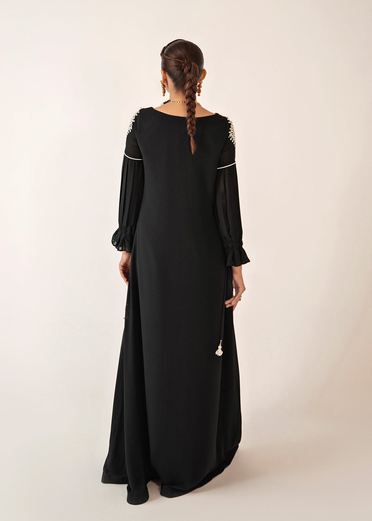 Noir black kaftan, reference outfit photograph 6 — Made by Mairaz reproduction