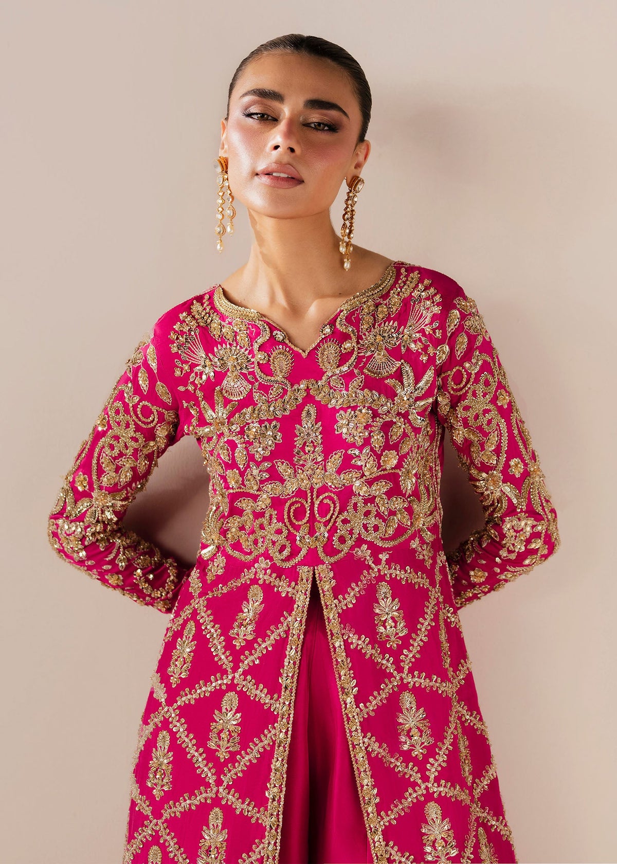 Ornella deep pink shirt suit, reference outfit photograph 11 — Made by Mairaz reproduction