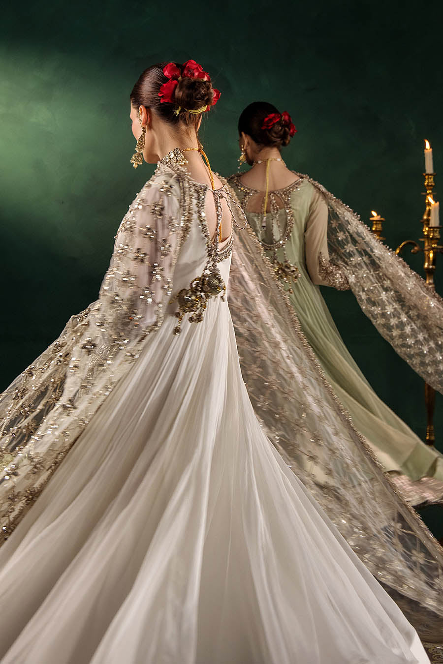 P-307 pastel pink / olive / white pishwas, reference outfit photograph 59 — Made by Mairaz reproduction