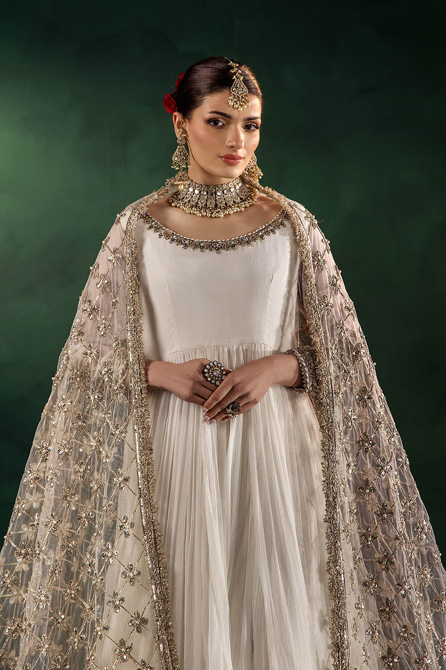 P-307 pastel pink / olive / white pishwas, reference outfit photograph 61 — Made by Mairaz reproduction