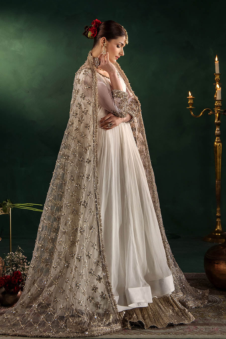 P-307 pastel pink / olive / white pishwas, reference outfit photograph 62 — Made by Mairaz reproduction