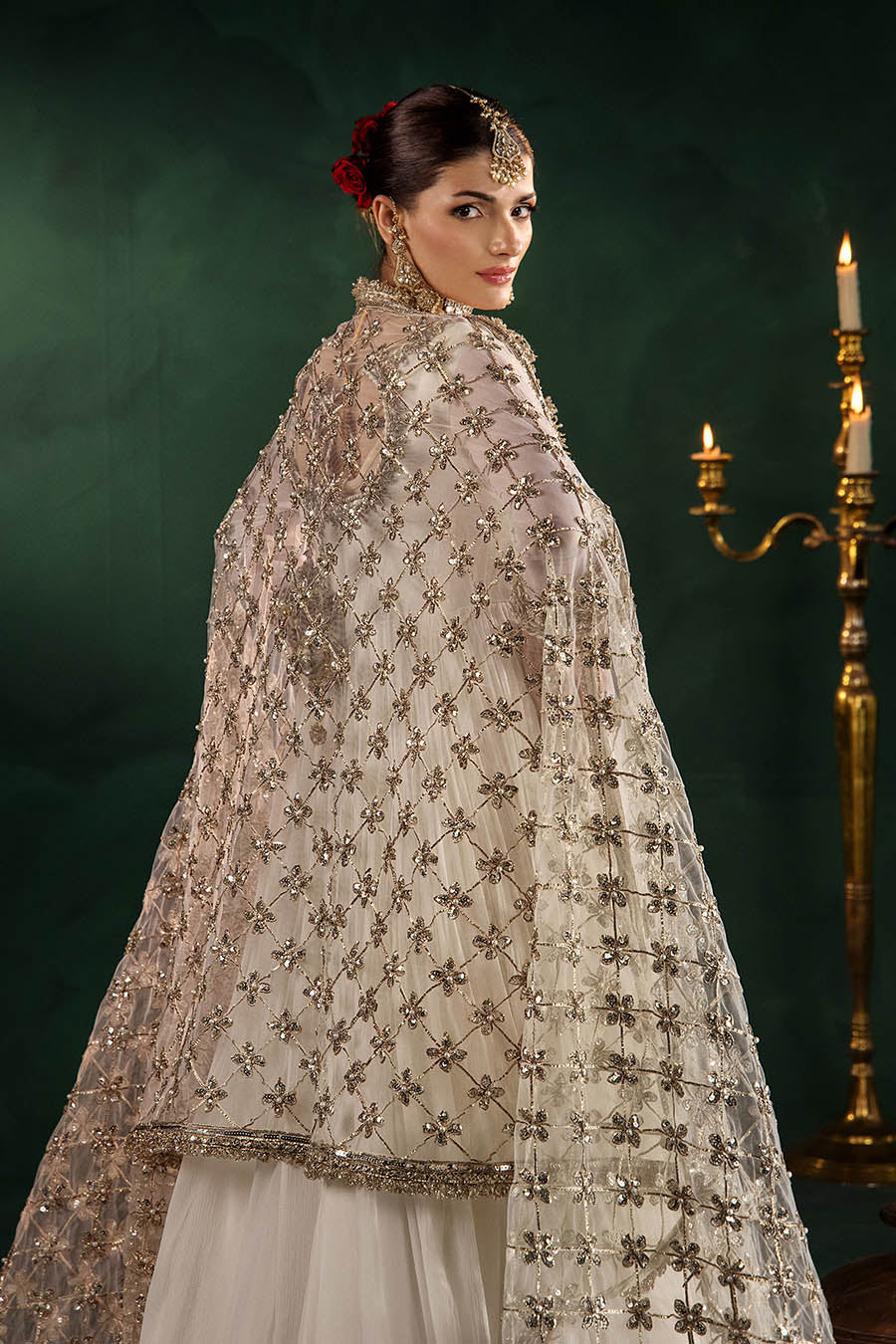P-307 pastel pink / olive / white pishwas, reference outfit photograph 64 — Made by Mairaz reproduction