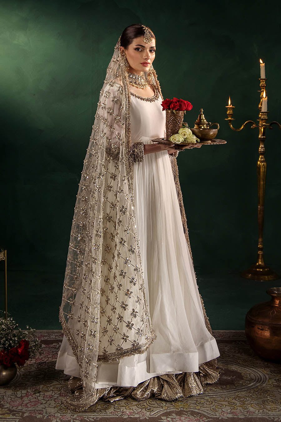 P-307 pastel pink / olive / white pishwas, reference outfit photograph 66 — Made by Mairaz reproduction