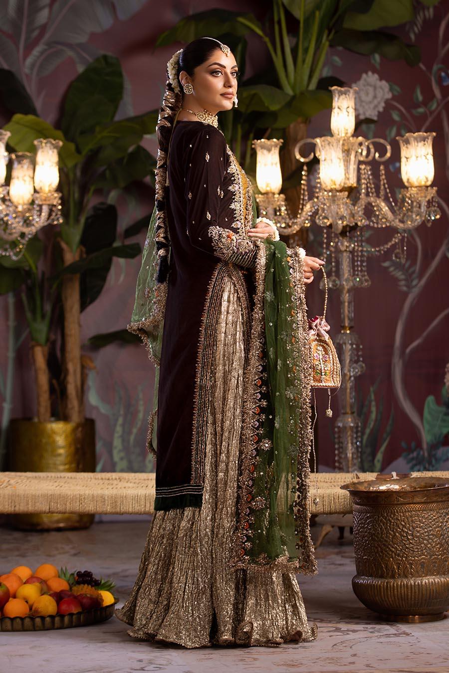 P-265, made by MAIRAZ — side and back view showing the shirt silhouette and crushed sharara