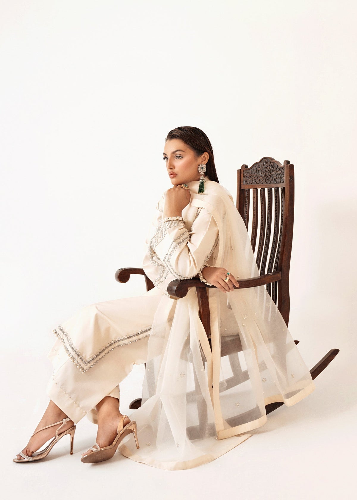 Pearl ivory shirt suit, reference outfit photograph 3 — Made by Mairaz reproduction