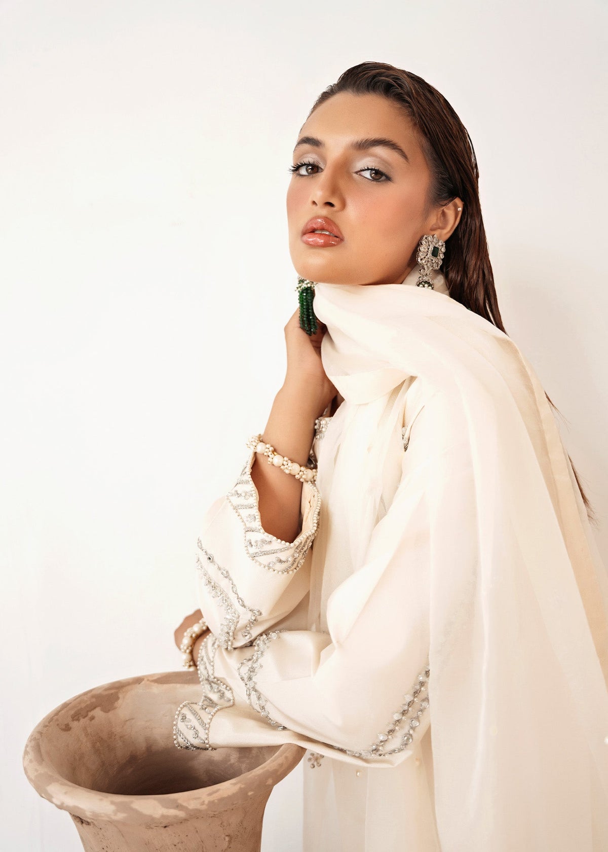 Pearl ivory shirt suit, reference outfit photograph 4 — Made by Mairaz reproduction