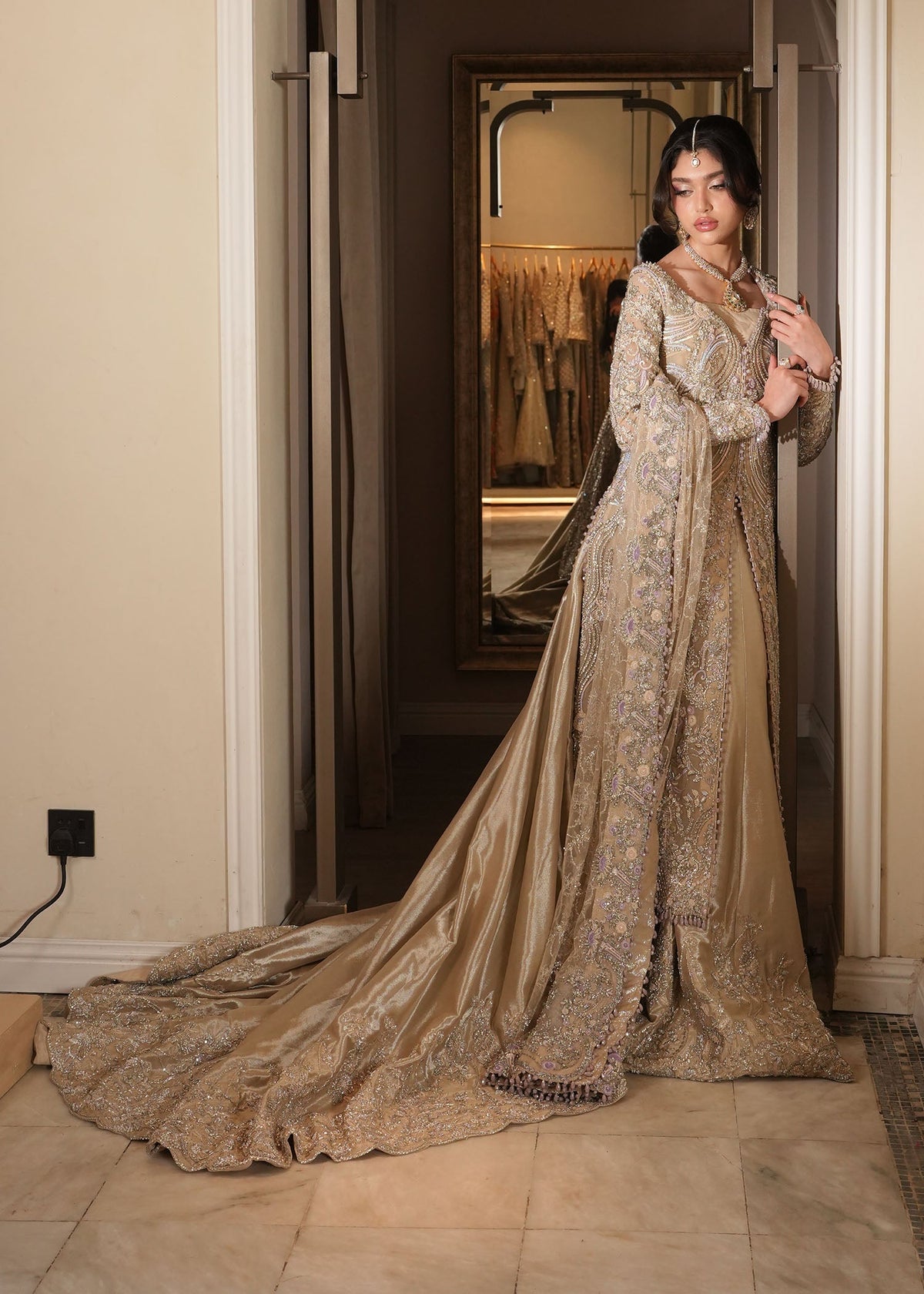 Roshara, made by MAIRAZ — side and gown train, design reference