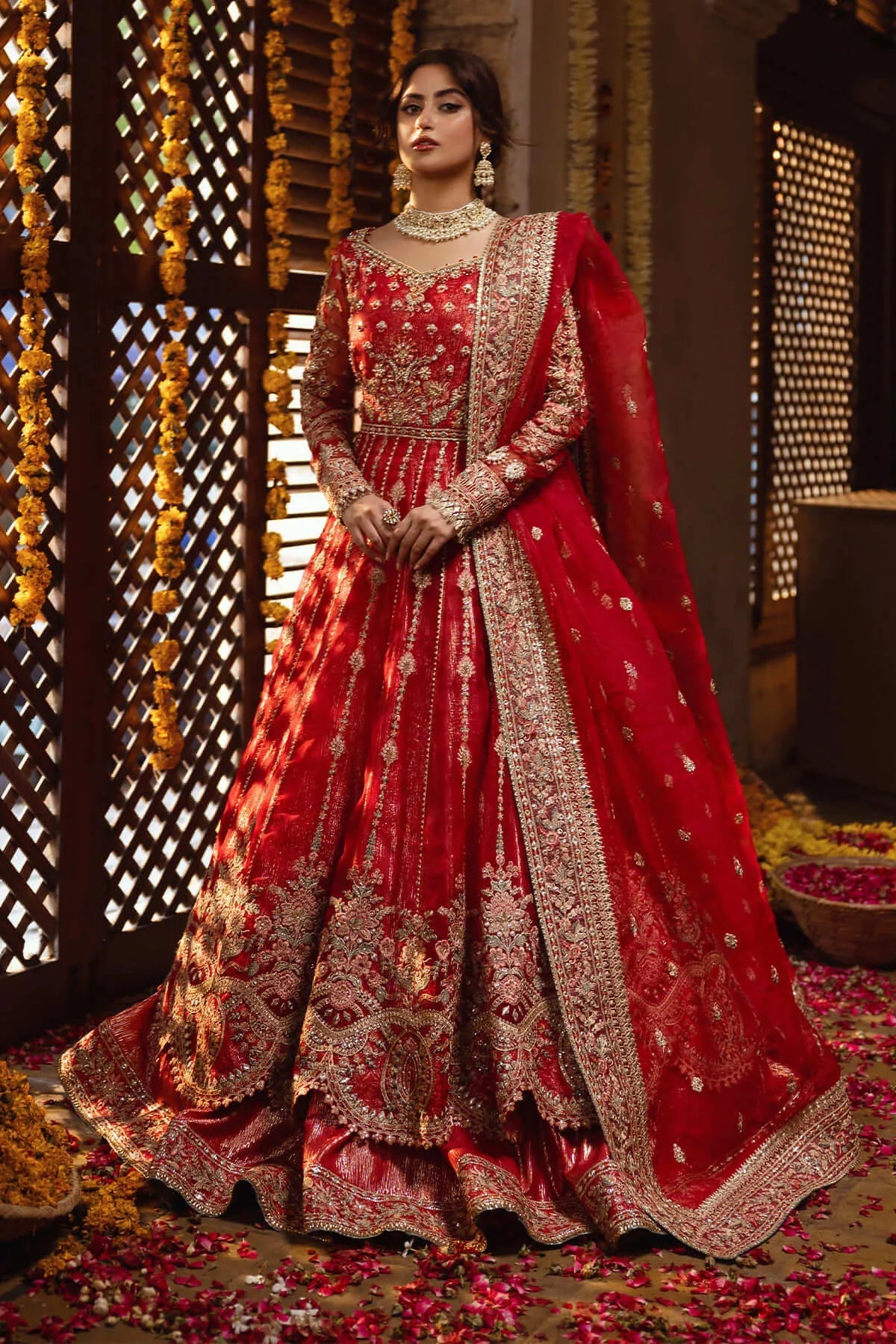 SB-30 Mairaj red lehenga, reference outfit photograph 1 — Made by Mairaz reproduction