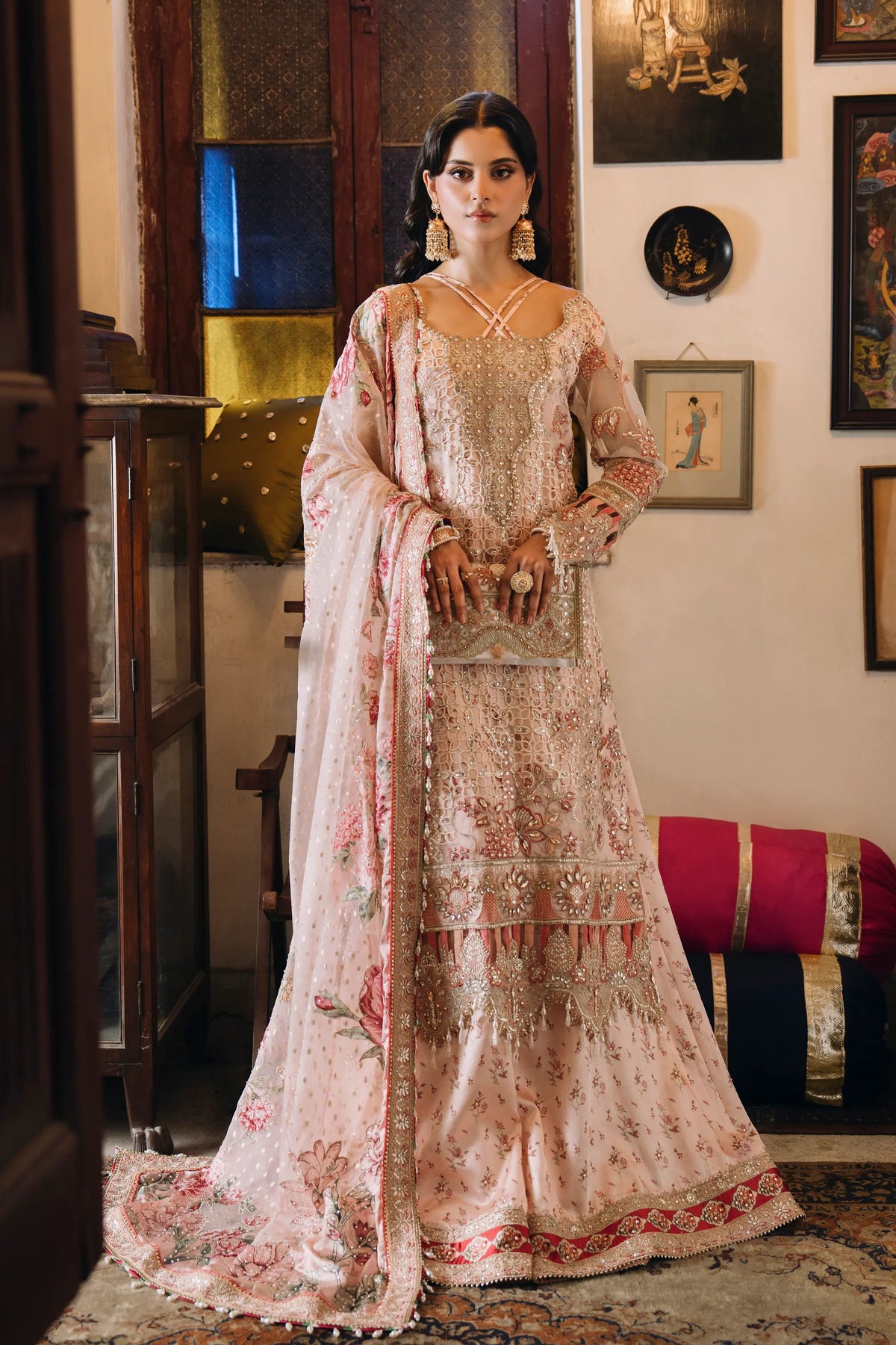 SB-45 Amar blush peach sharara suit, reference outfit photograph 1 — Made by Mairaz reproduction