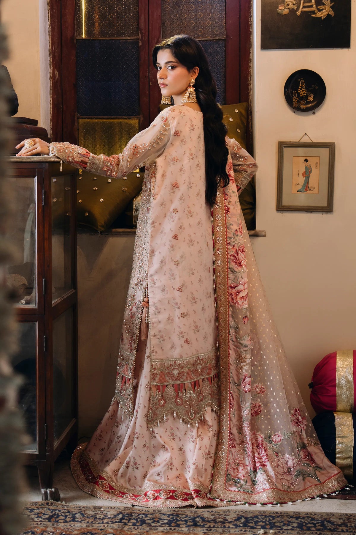 SB-45 Amar blush peach sharara suit, reference outfit photograph 5 — Made by Mairaz reproduction