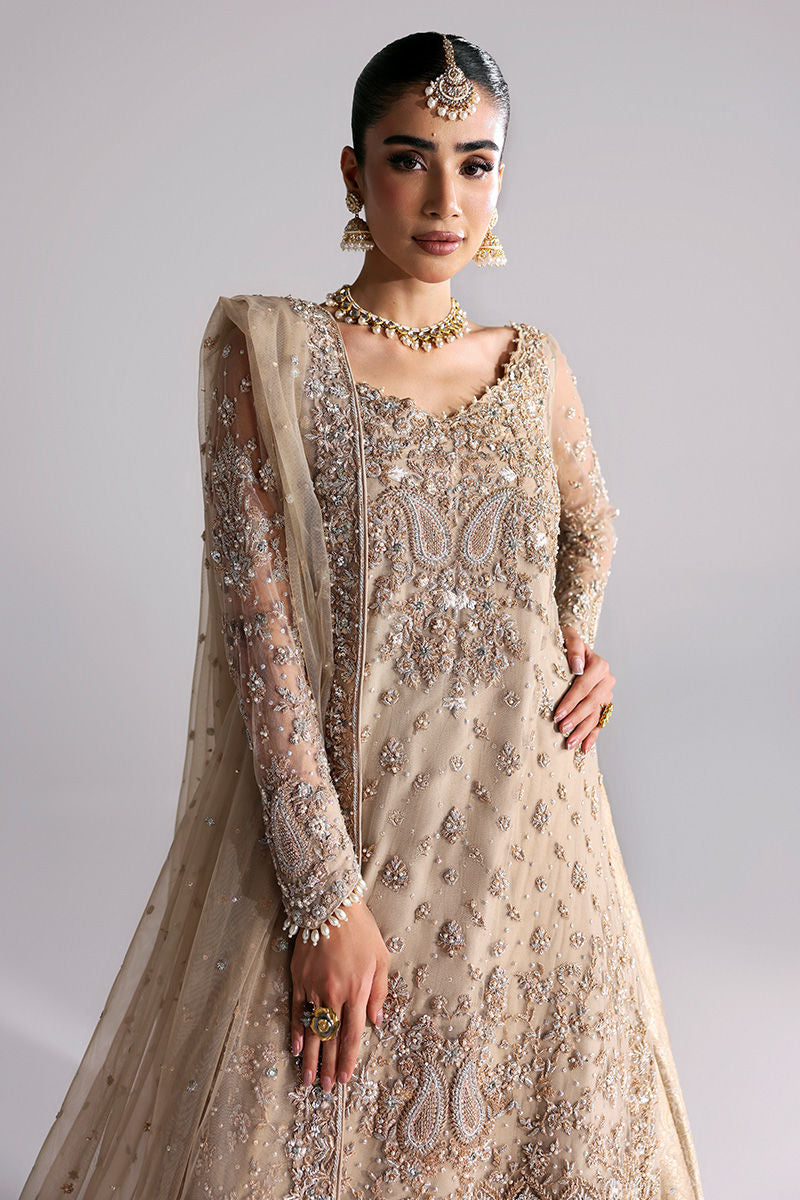 Shira, made by MAIRAZ — front detail showing zardozi embellishments and net sleeves